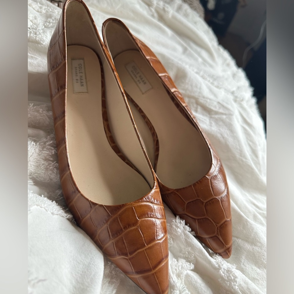 COLE HAAN Brown (genuine leather) crocodile print heels